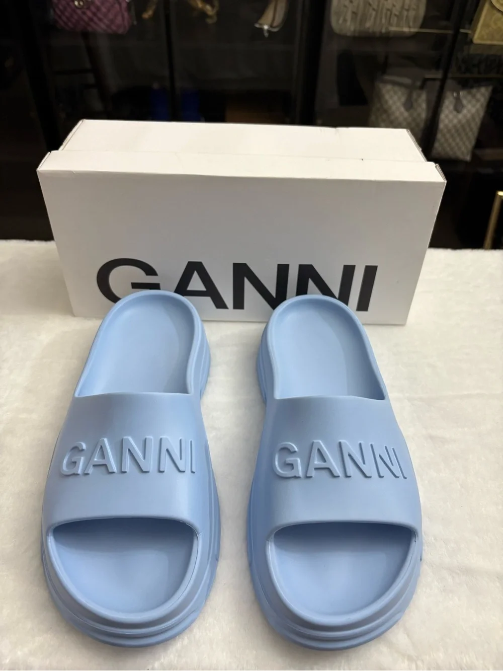 GANNI Lightweight Pool Slides Baby Blue Size EU 38 / US 7.5